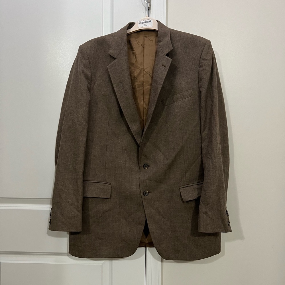 Oscar De La Renta Brown Vintage Wool Suit Jacket Size 46